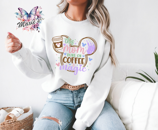 This Mom Runs On Coffee ☕️ & Magic Graphic Design  DTF Transfer Print
