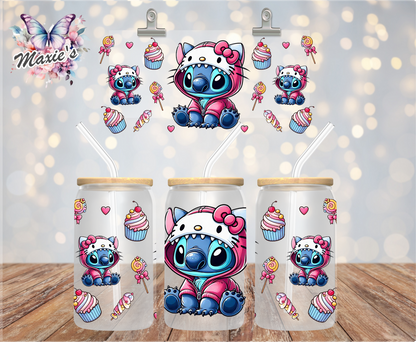 Hello-Kitty Stitch Graphic Design 16oz. UVDTF Cup Wrap
