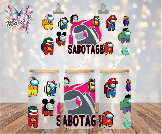 Sabotage Among Us Graphic Design 16oz. UVDTF Cup Wrap