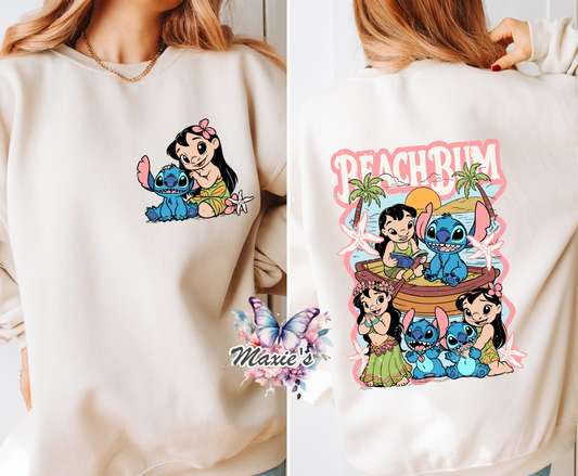 Beach Bum Stitch Graphic Design DTF Transfer Print