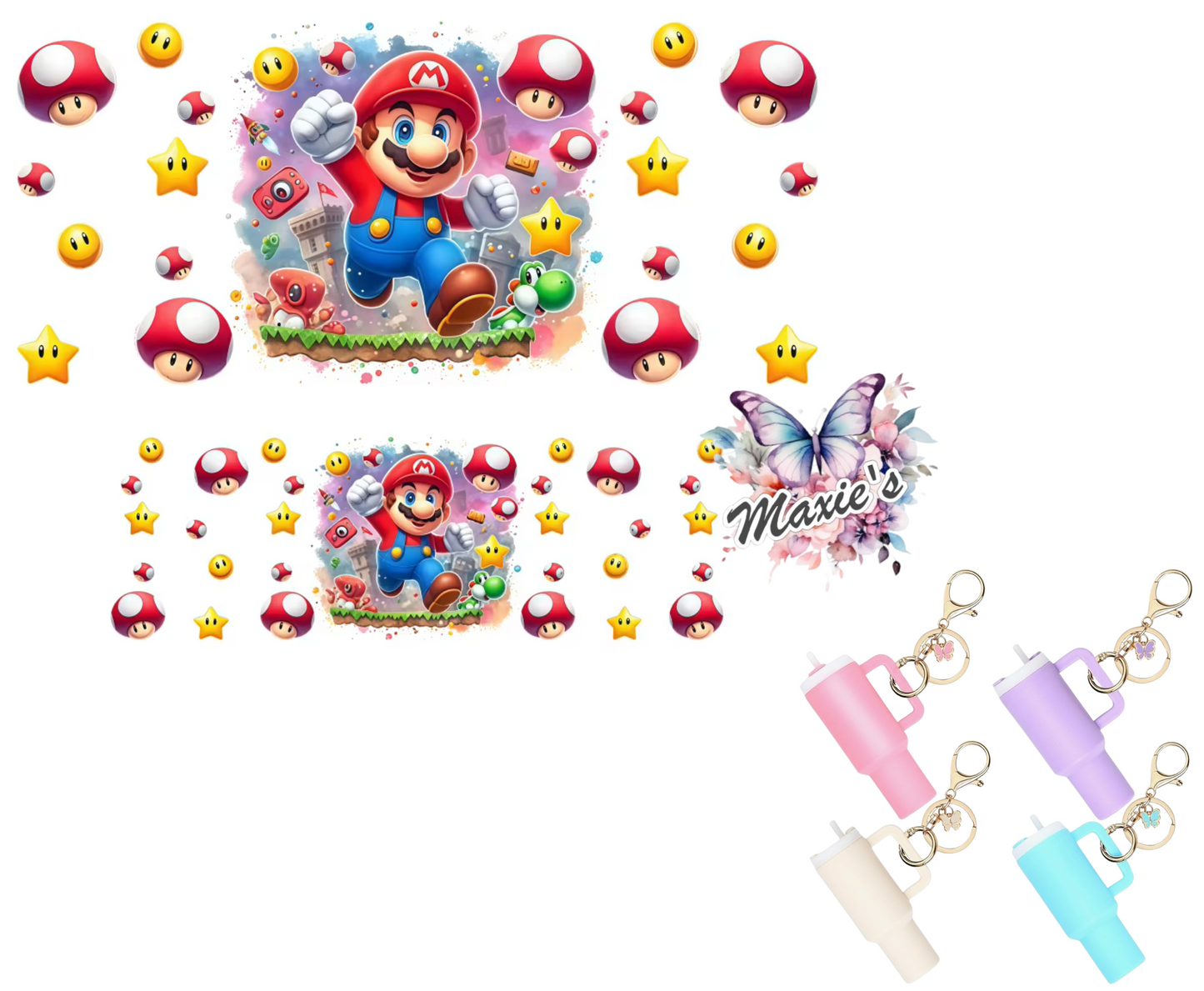 Super Mario Game Theme UVDTF Mini Stanley Tumblr Keychain Decal