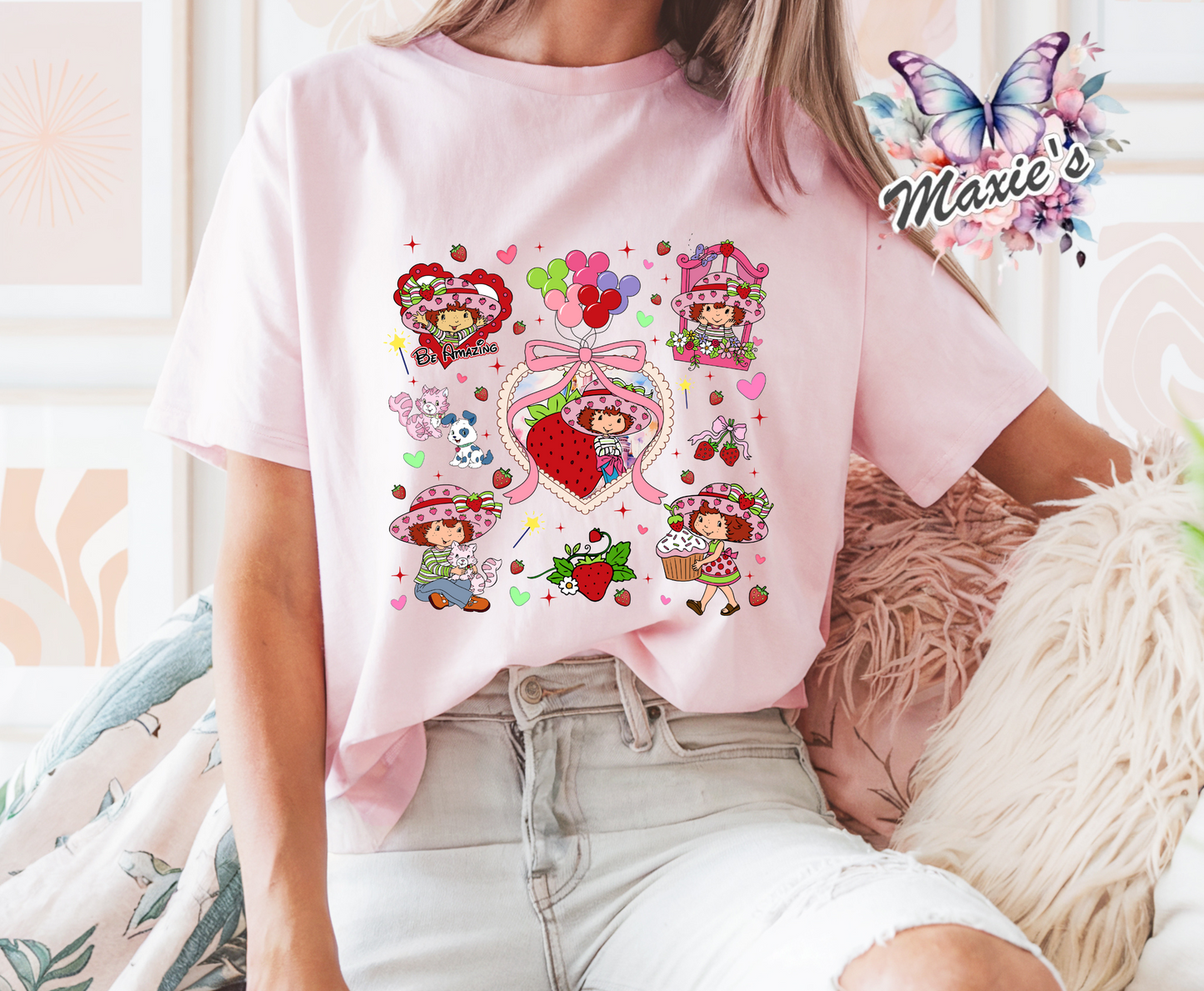 Sweet Strawberry Shortcake Girl Graphic Design DTF Transfer Print