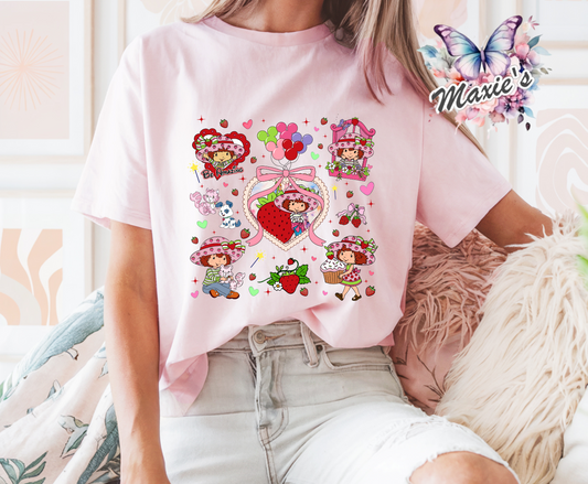 Sweet Strawberry Shortcake Girl Graphic Design DTF Transfer Print