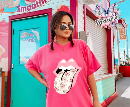 Retro Floral Tongue 👅  Graphic Design DTF Transfer Print