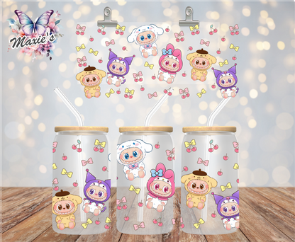 Kawaii Labubu Conquette Cherry 🍒 Theme 16oz. UVDTF Cup Wrap