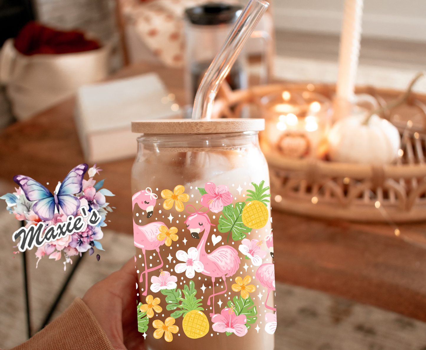 Floral Flamingo Paradise Graphic Design 16oz. UVDTF Cup Wrap