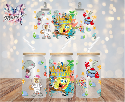 Sponge Bob Gang's Here Graphic Design 16oz.  UVDTF Cup Wrap