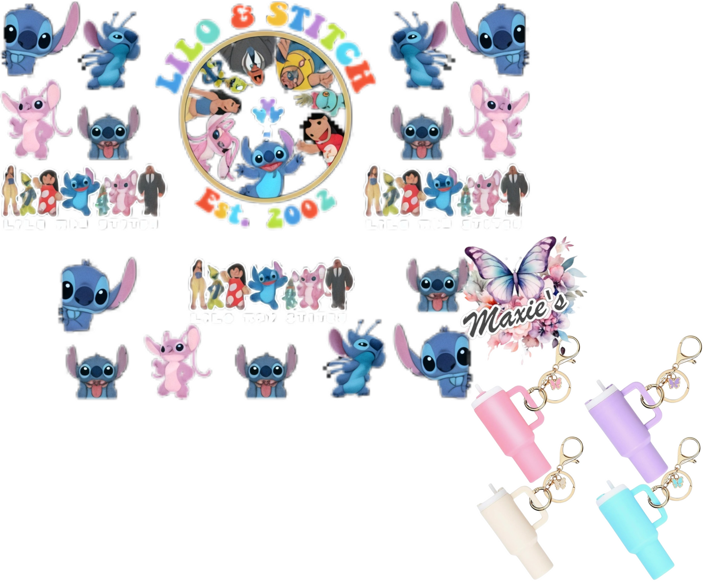 Lilo & Stitch Graphic Design Mini Stanley Tumblr Keychain UVDTF Decal