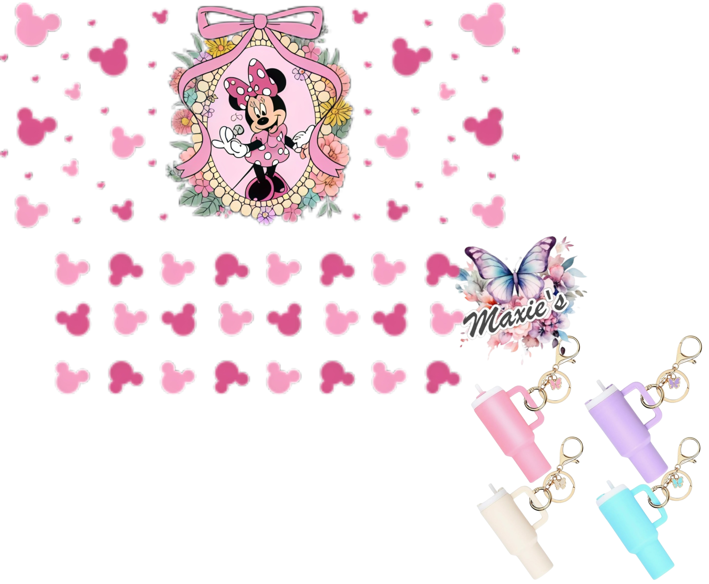 Minnie Mouse Graphic Design UVDTF Mini Tumblr Keychain Decal – Maxie's