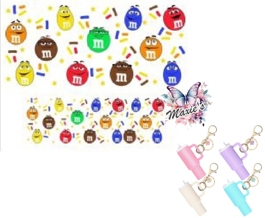 M & M Chocolate Theme UVDTF Mini Stanley Tumblr Keychain Decal