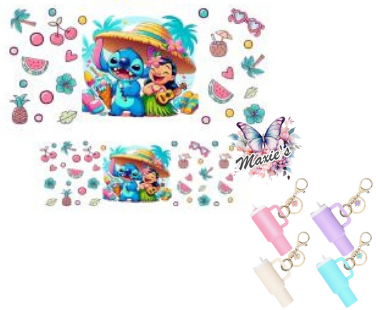 Sing Along With Lilo & Stitch Graphic Design UVDTF Mini Stanley Tumblr Keychain Decal