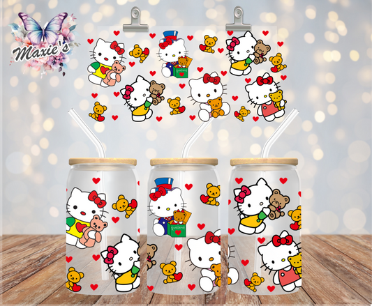 Hello-Kitty & Teddy Graphic Design 16oz. UVDTF Cup Wrap