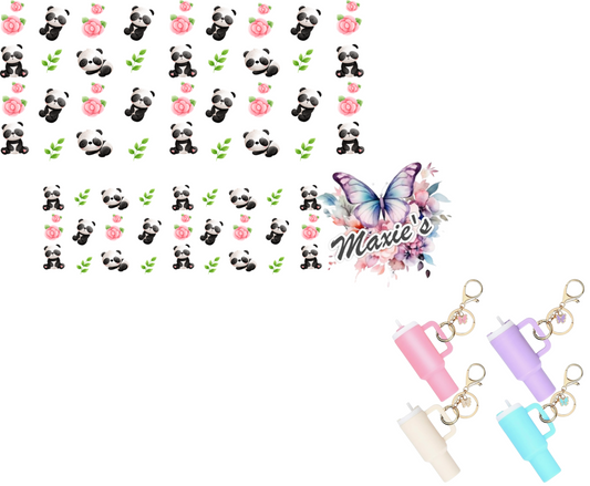 Baby Panda Graphic Design UVDTF Mini Stanley Tumblr Keychain Decal