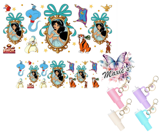 Princess Jasmine Graphic Design UVDTF Mini Stanley Tumblr Keychain Decal