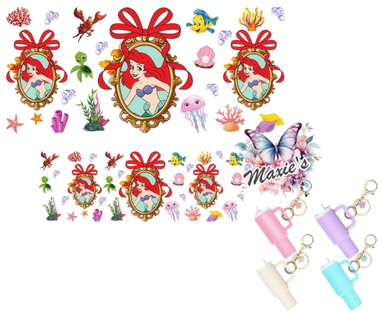 Princess Ariel Graphic Design UVDTF Mini Stanley Tumblr Keychain Decal