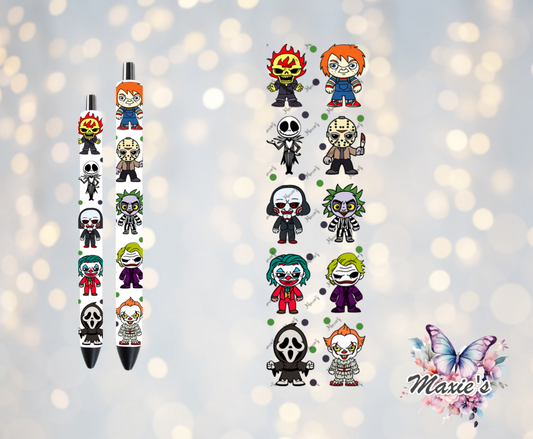 Horror Characters Graphic Design UVDTF Pen Wrap/ Bookmark Decal