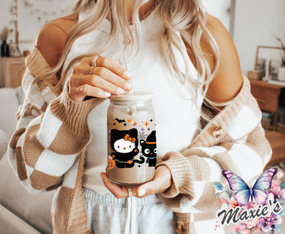 ✨Double-Sided ✨️ Spooky Halloween Hello-Kitty Graphic Design 16oz UVDTF Cup Wrap
