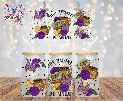 Hoy Amaneci De Malas Spanish Graphic Design 16oz. UVDTF Cup Wrap