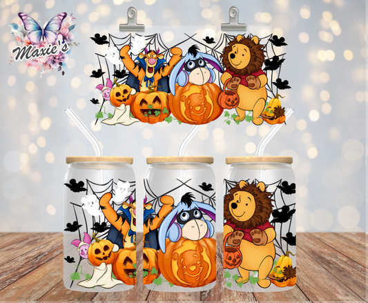 Spooky Pooh Bear & Friends Halloween Fun Graphic Design 16oz. UVDTF Cup Wrap