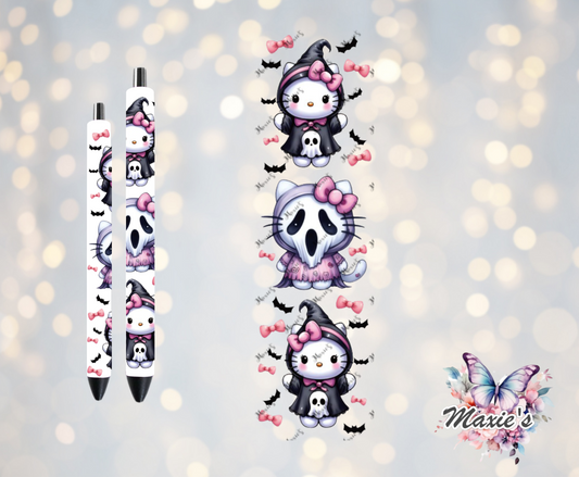 Scream Kitty Witch Graphic Design UVDTF Pen Wrap / Bookmark Decal