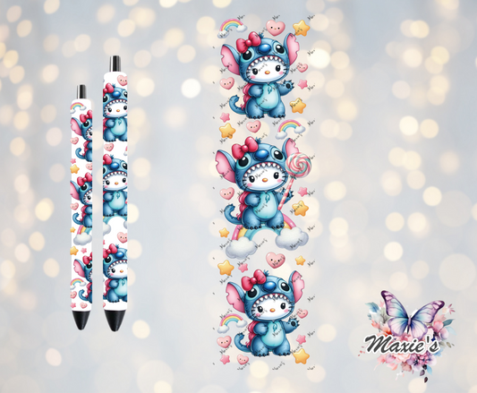 Stitch Dino Kitty & Rainbow Lollipop UVDTF Pen Wrap/Bookmark Decal
