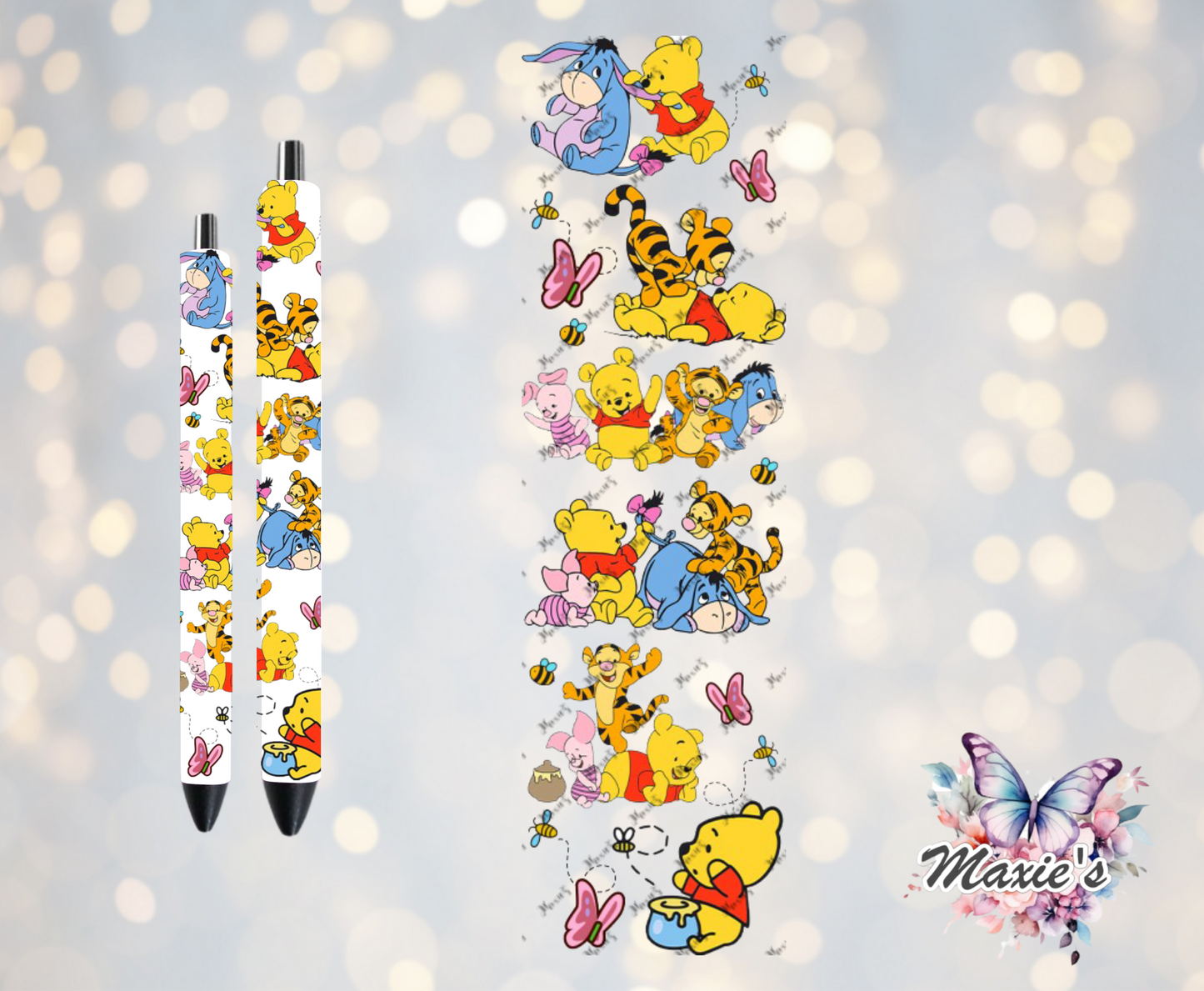 Fun Day With Winnie The Pooh & Friends Graphic Design UVDTF Pen Wrap/Bookmark Decal