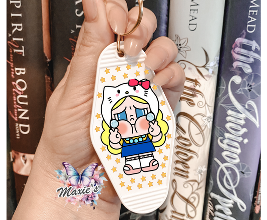 Hello-Kitty Cry Baby Graphic Design UVDTF Motel Keychain Decal