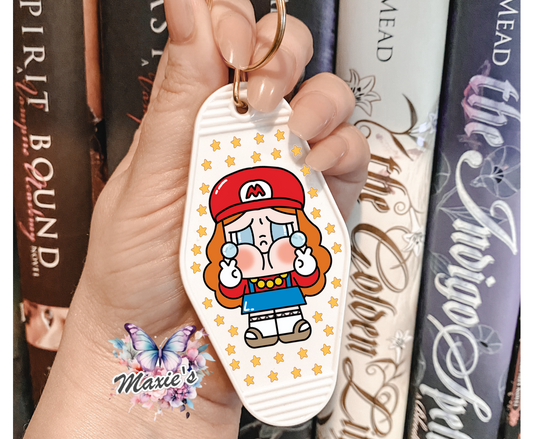 Mario Cry Baby Graphic Design UVDTF Motel Keychain Decal