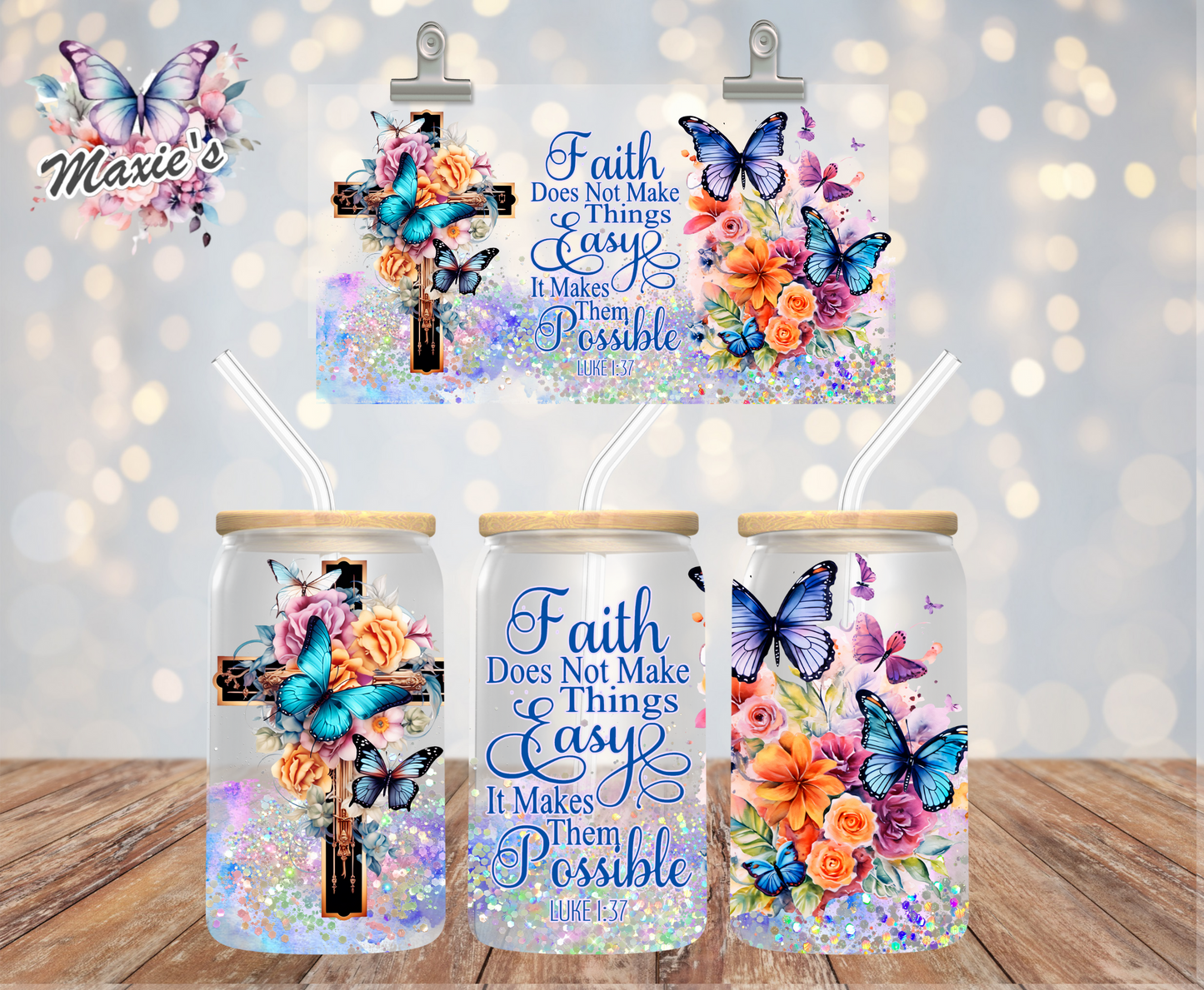 Faith Makes Possible Graphic Design 16oz. UVDTF Cup Wrap