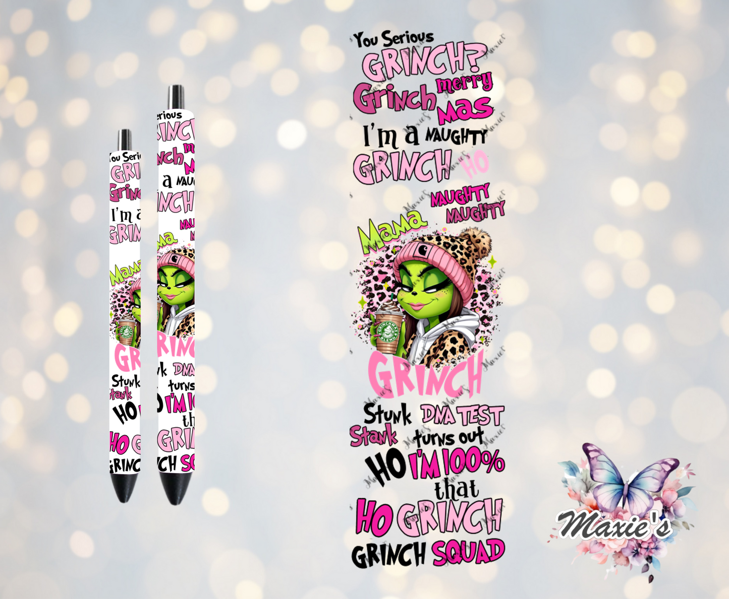 Grinch Mama Graphic Design UVDTF Pen Wrap/Bookmark Decal