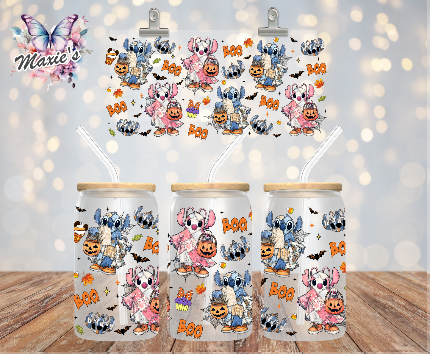 Trick Or Treat Stitch Graphic Design 16oz. UVDTF Cup Wrap