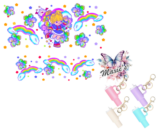 Rainbow Brite Girl Graphic Design 16oz. UVDTF Cup Wrap