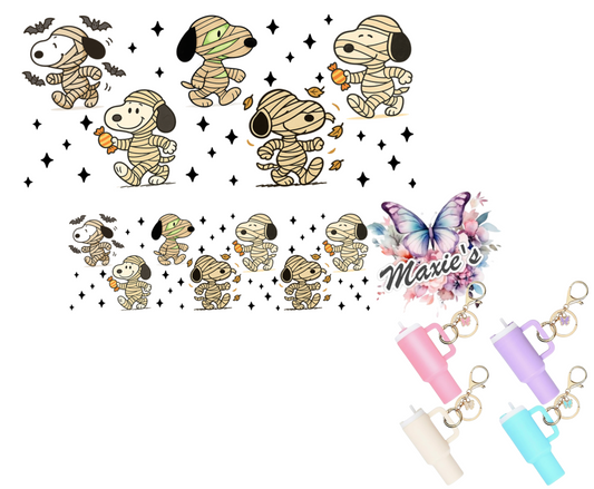 Mummy Snoopy Graphic Design UVDTF Mini Stanley Tumblr Keychain Decal