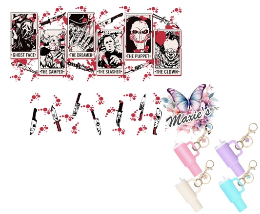 Horror Character Cards Graphic Design UVDTF Mini Stanley Tumblr Keychain Decal