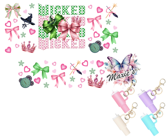 Wicked Theme UVDTF Mini Stanley Tumblr Keychain Decal