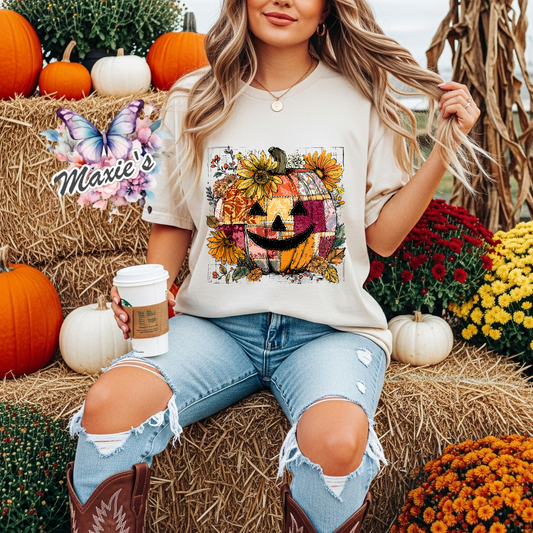 Fall Pumpkin Fabric Theme DTF Transfer Print