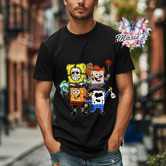 Horror SpongeBob Graphic Design DTF Transfer Print