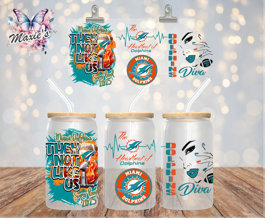 Miami Dolphins/AFC East Graphic Design 16oz. UVDTF Cup Wrap