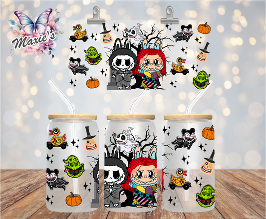 Jack & Sally Labubu Halloween Graphic Design 16oz. UVDTF Cup Wrap