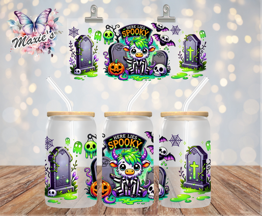 Spooky Highlander Cow Graphic Design 16oz. UVDTF Cup Wrap