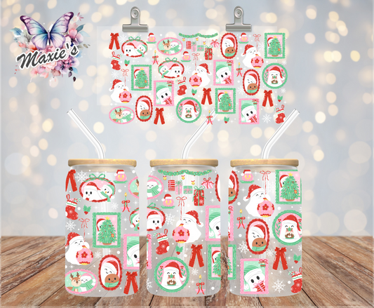 Christmas Cutie Ghostie Stamp Themed 16oz. UVDTF Cup Wrap