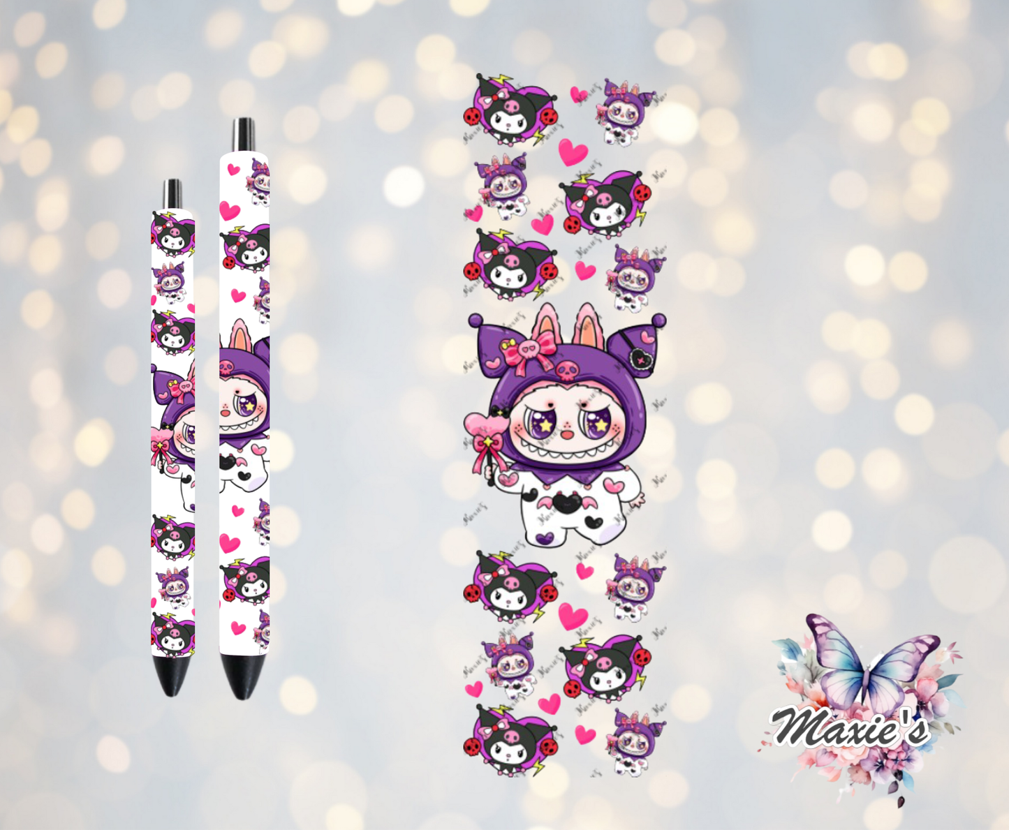 Kuromi Labubu Graphic Design UVDTF Pen Wrap / Bookmark Decal