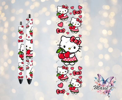 Cherry 🍒  Kitty Graphic Design UVDTF Pen Wrap/Bookmark Decal