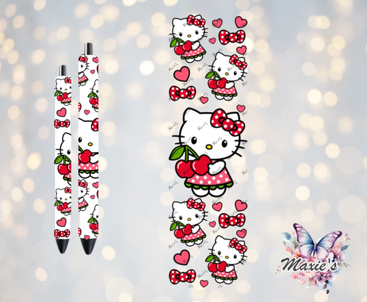 Cherry 🍒  Kitty Graphic Design UVDTF Pen Wrap/Bookmark Decal