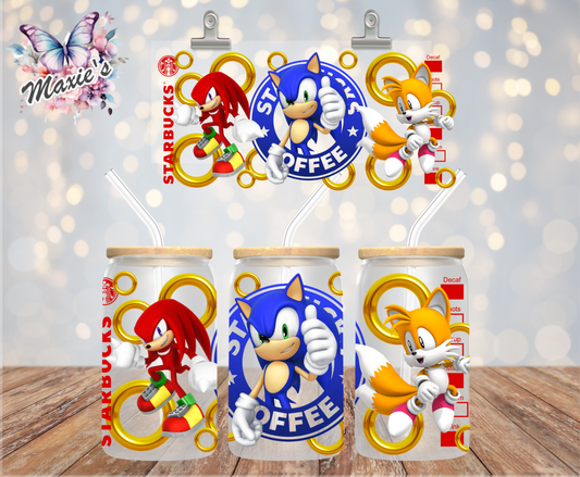 Super Sonic Animation Starbbie 16oz. UVDTF Cup Wrap
