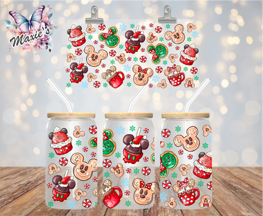 Holiday Mouse Theme Snack Collection Graphic Design 16oz. UVDTF Cup Wrap