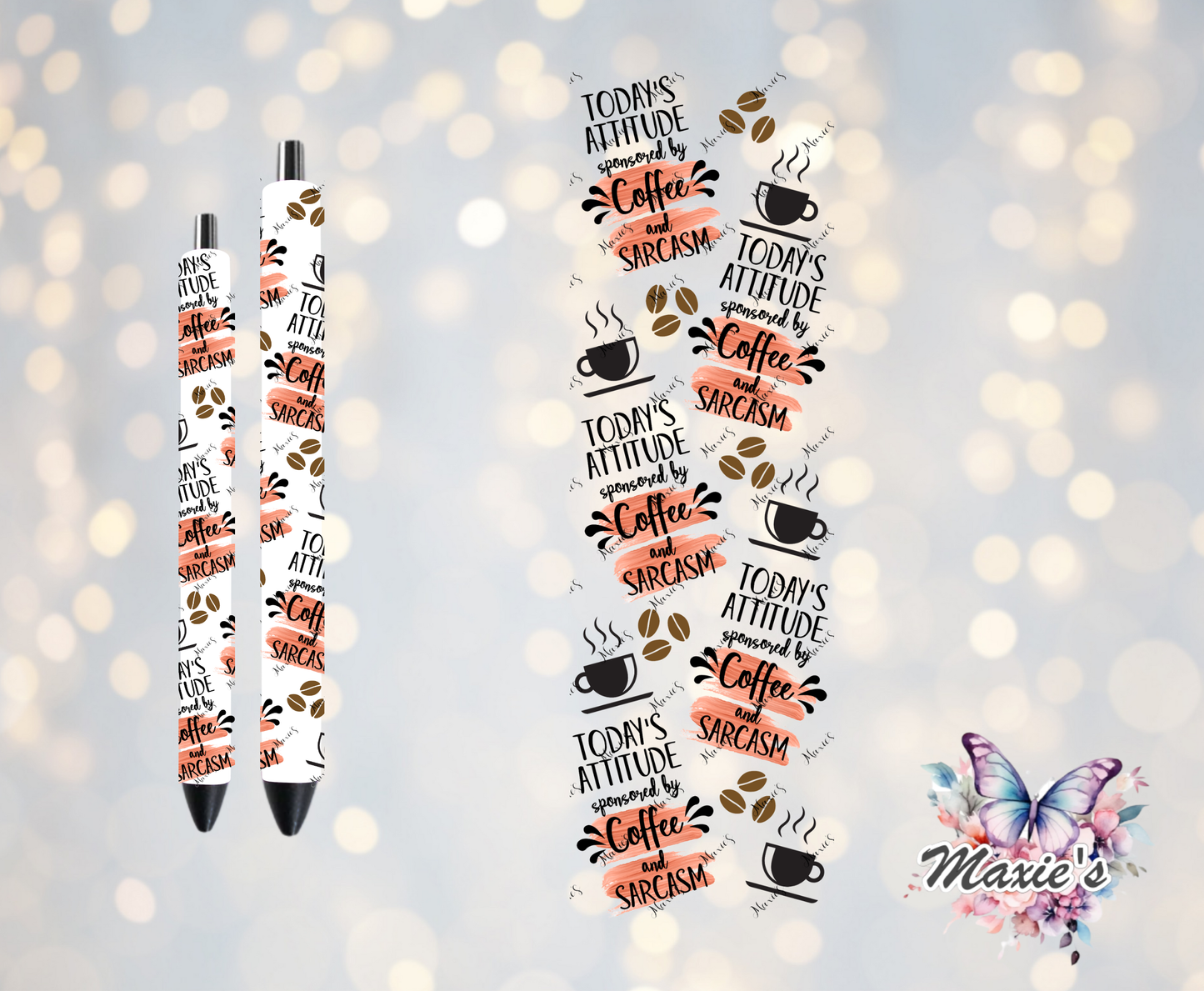 Coffee Affirmation Theme UVDTF Pen Wrap/Bookmark Decal