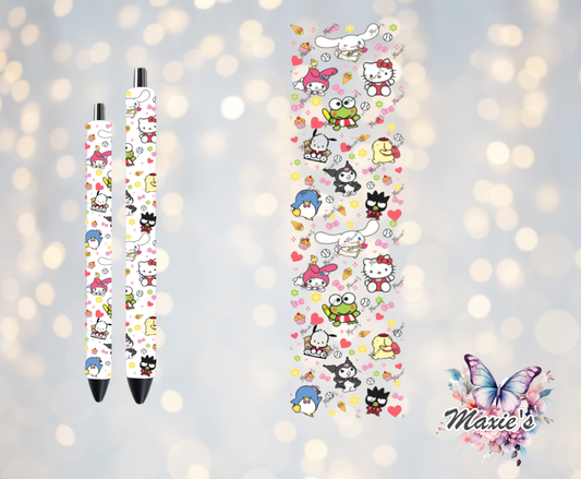 Kawaii Friends & Hello-Kitty Graphic Design UVDTF Pen Wrap/ Bookmark Decal