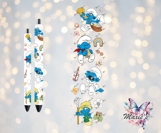 Smurf Animation Graphic Design UVDTF Pen Wrap/Bookmark Decal