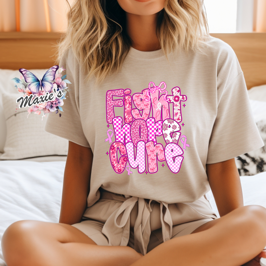 Fight, Hope, Cure 🎗 Cancer Awareness Graphic Design DTF Transfer Print